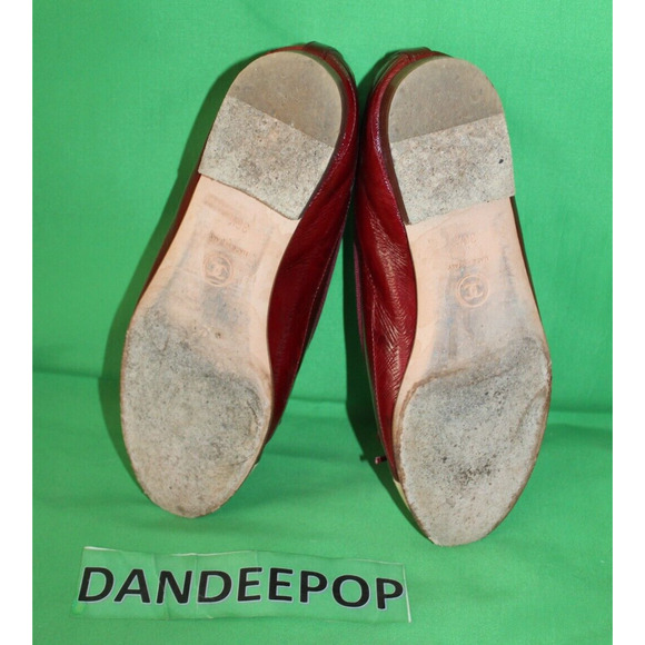 Chanel Designer Ballet Flats Burgundy Beige Logo Shoes Italy Size Women's 36.5 - Picture 10 of 14